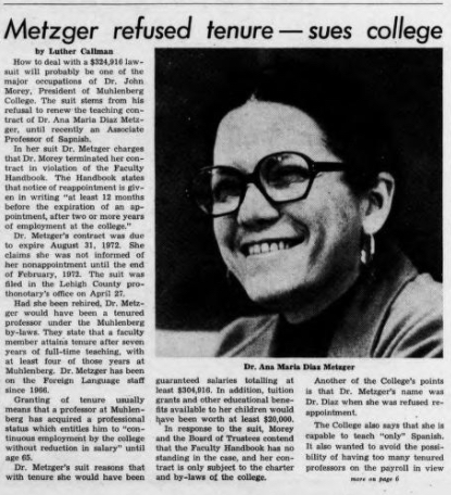 Dr. Ana Marie Metzger, 1972